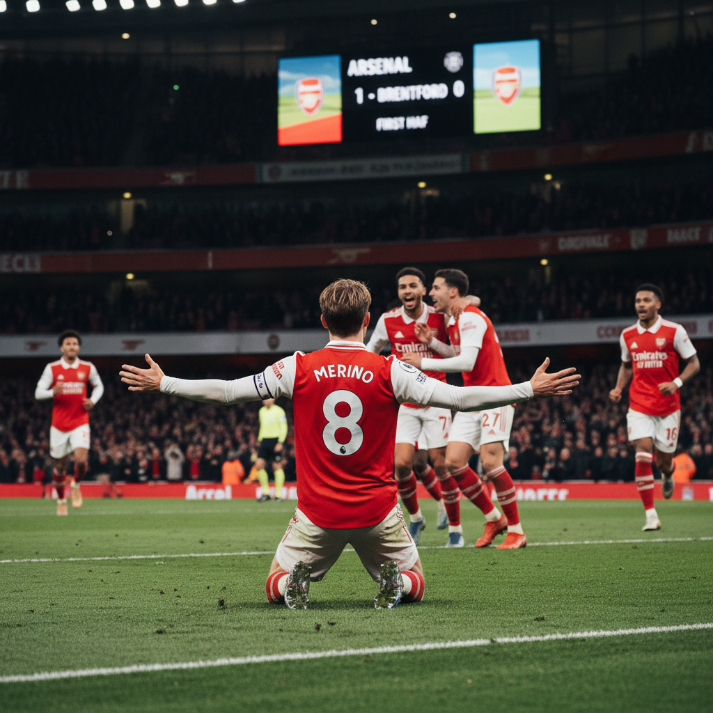 Babak Pertama Arsenal Vs Brentford: Merino Bawa The Gunners Unggul 1-0